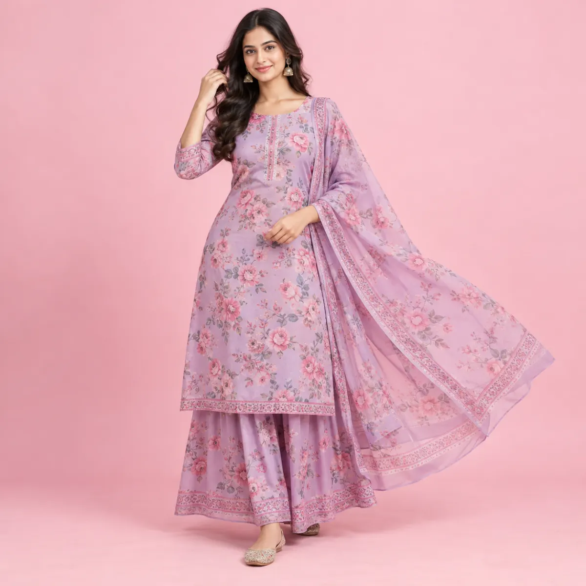 Lavender Floral Three-Piece Set